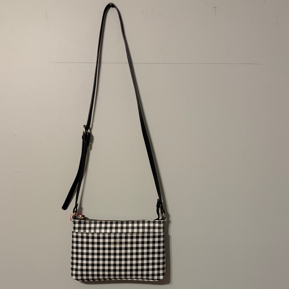 Nanette Lepore Gingham Black and White Crossbody Bag.